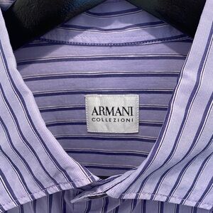 Armani Collezioni Men's Lavender Striped Dress Shirt Medium
